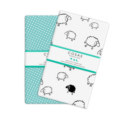 Набор наволочек бязь-премиум Cosas Sheep / Dots Mint 50*70 (2 шт.)