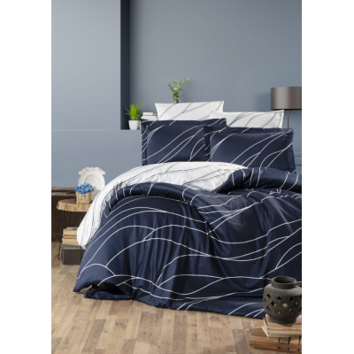 Постельное белье из люкс сатина First Choice S-496 Mesi navy blue евро