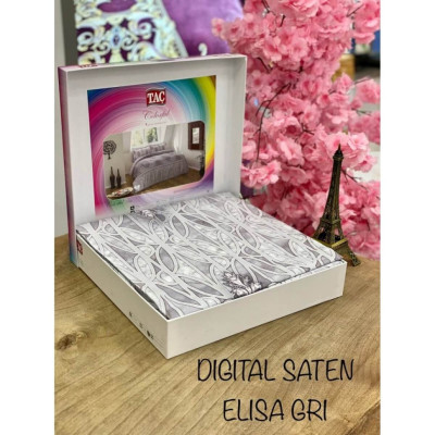 Комплект постельного белья сатин Digital TAC Elisa gri семейный