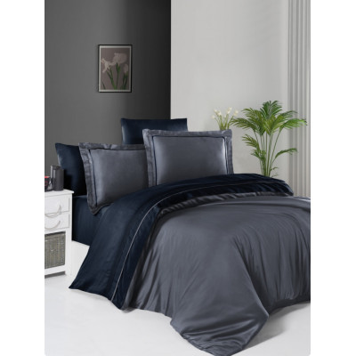 Постельный комплект First Choice S-376 Serenity dark grey & navy blue евро