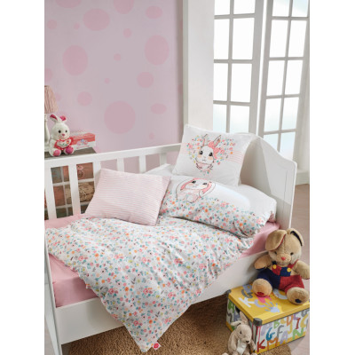 Комплект постельного белья для новорожденных Cotton Box Bunny Pembe 100x150