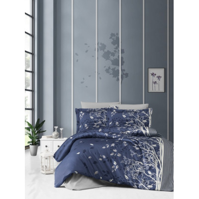 Постельное белье сатин люкс First Choice Living navy blue евро