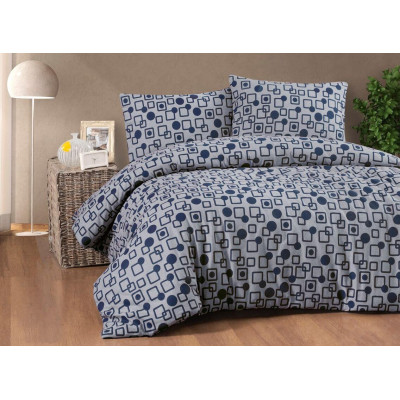 Двоспальний Євро комплект Cotton Collection Gomet Blue Фланель