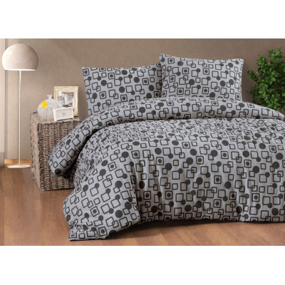 Двоспальний Євро комплект Cotton Collection Gomet Grey Фланель