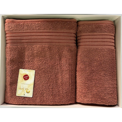 Набор полотенец жаккард Arya Dophne темно-розовый 50x90 и 70x140