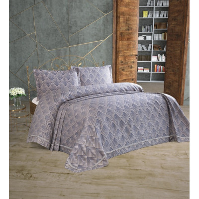 Покрывало с наволочками Tropik Home Pandora Zigzag Navy Blue 1229-5 240x260