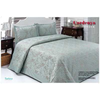 Покрывало атласное Hanibaba Gardenia green 240x260